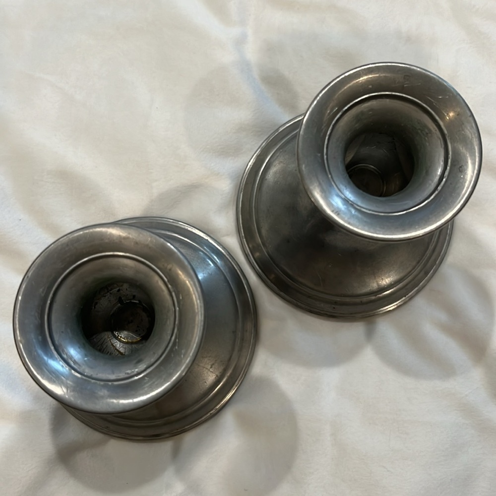 Pair of Vintage Web Pewter weighted 4 1/2 inch tall candlestick holders - Picture 3 of 8